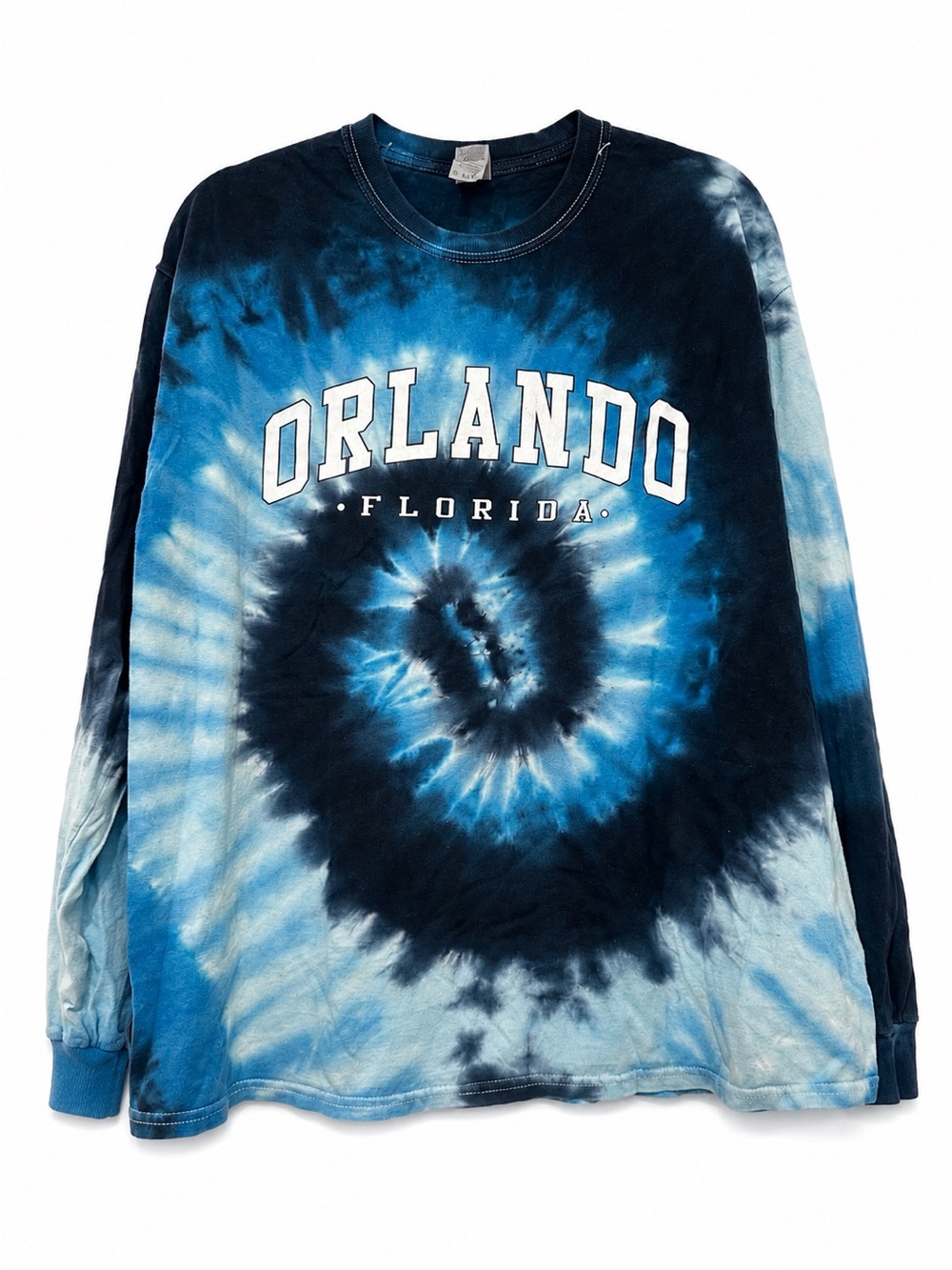 Orlando Florida Tie-Dye Long Sleeve Tee - Blue Spiral
